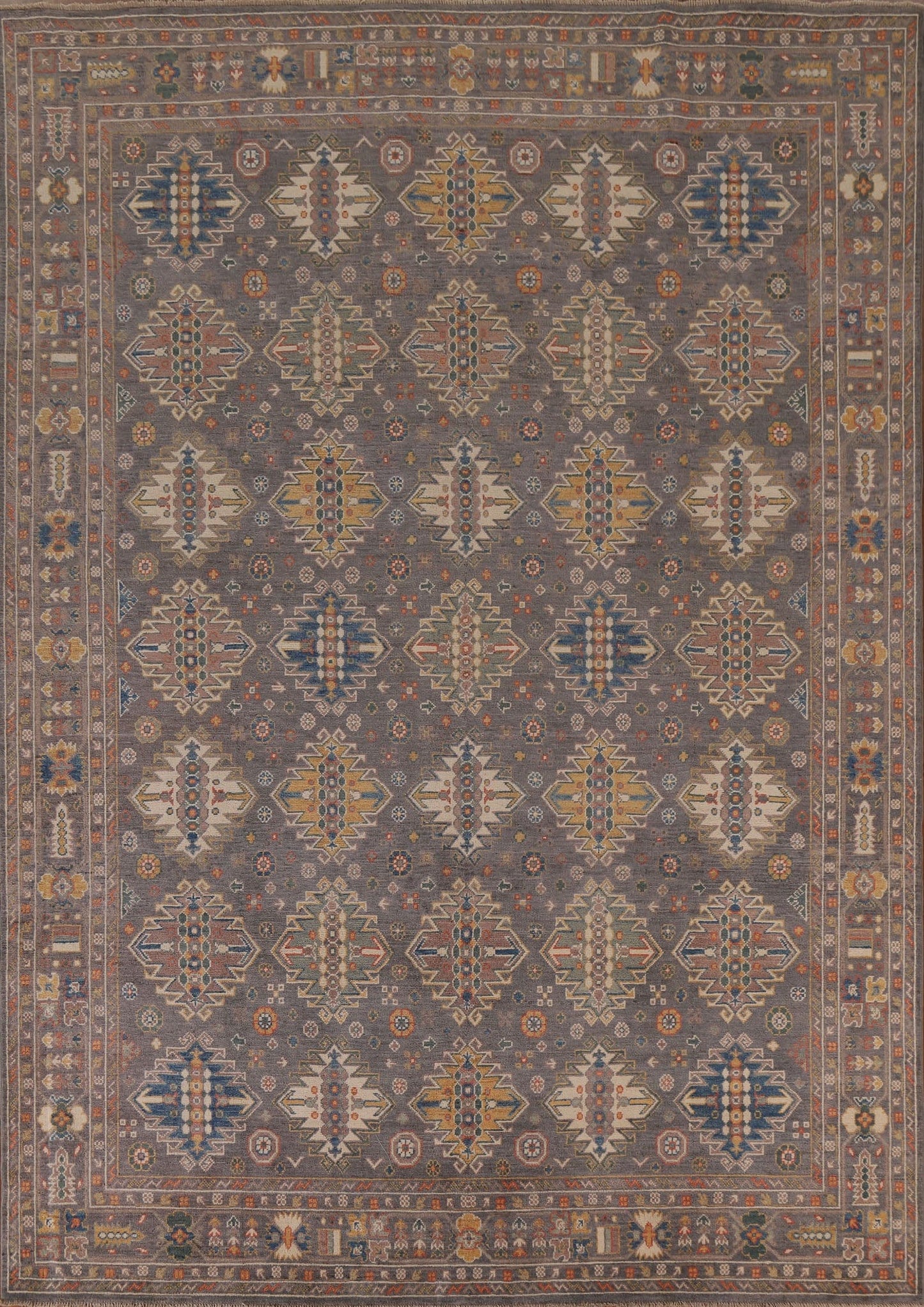 Geometric Kazak Vegetable Dye Area Rug 8x10