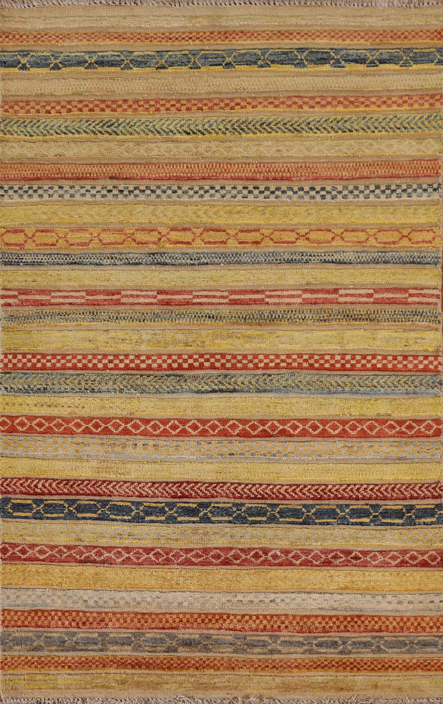 Gabbeh Kashkoli Striped Area Rug 3x5