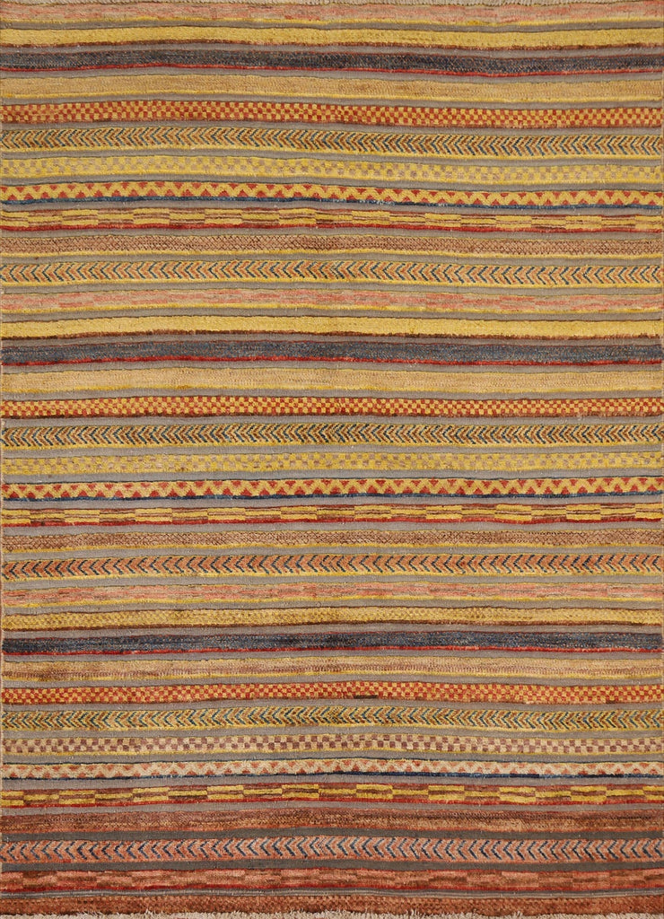 Striped Gabbeh Kashkoli Wool Area Rug 5x6