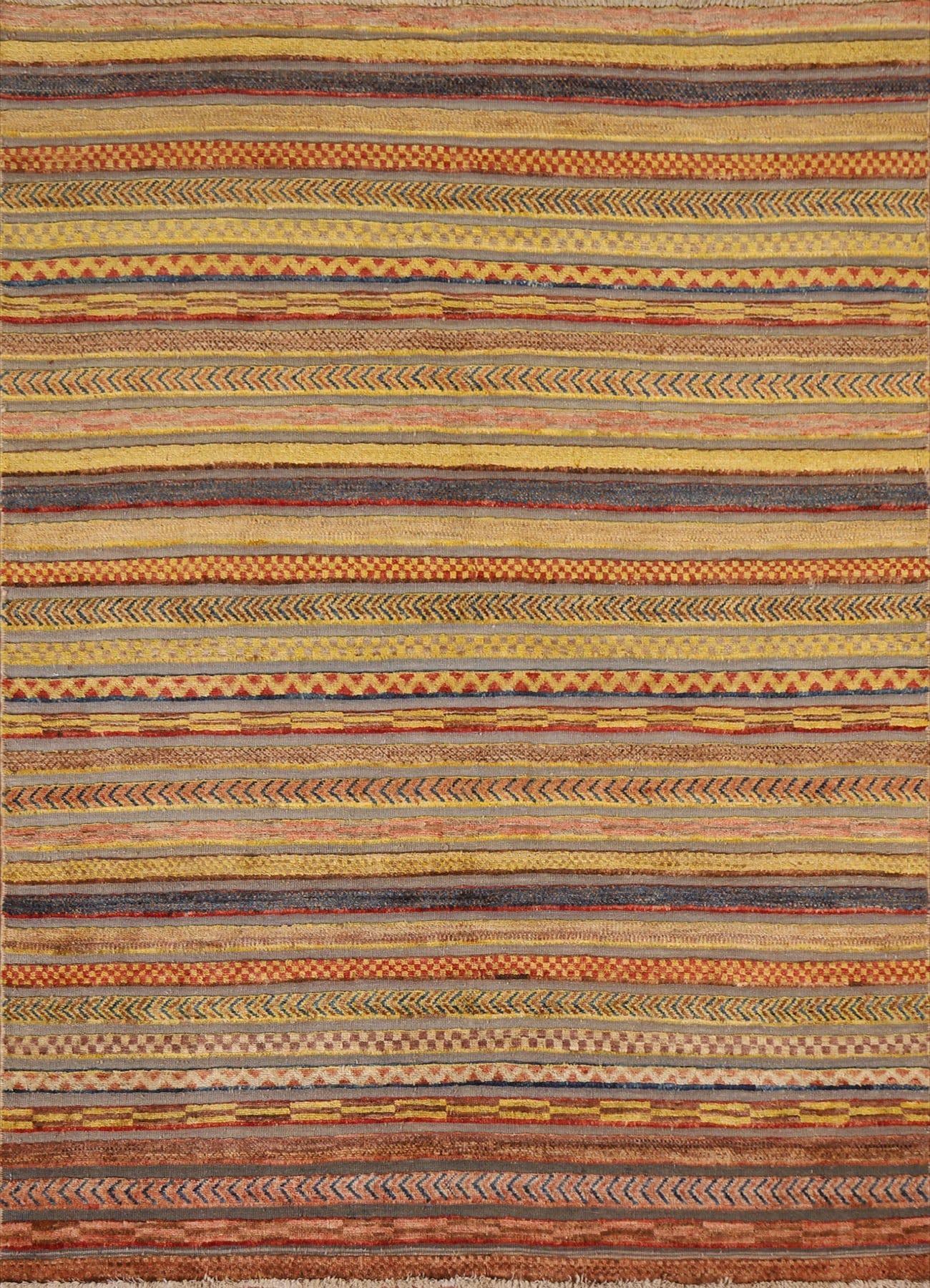 Striped Gabbeh Kashkoli Wool Area Rug 5x6