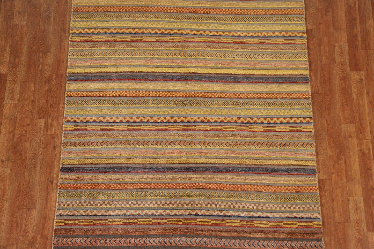 Striped Gabbeh Kashkoli Wool Area Rug 5x6