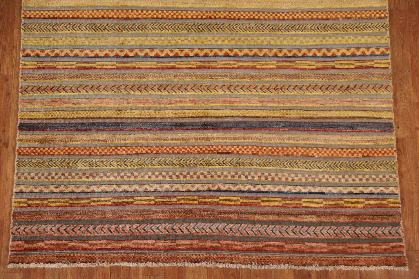 Striped Gabbeh Kashkoli Wool Area Rug 5x6