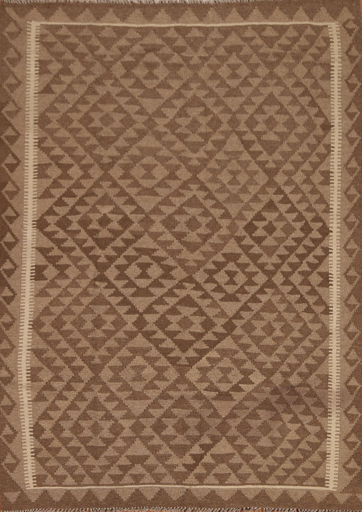 Brown Kilim Hand Woven Area Rug 5x7