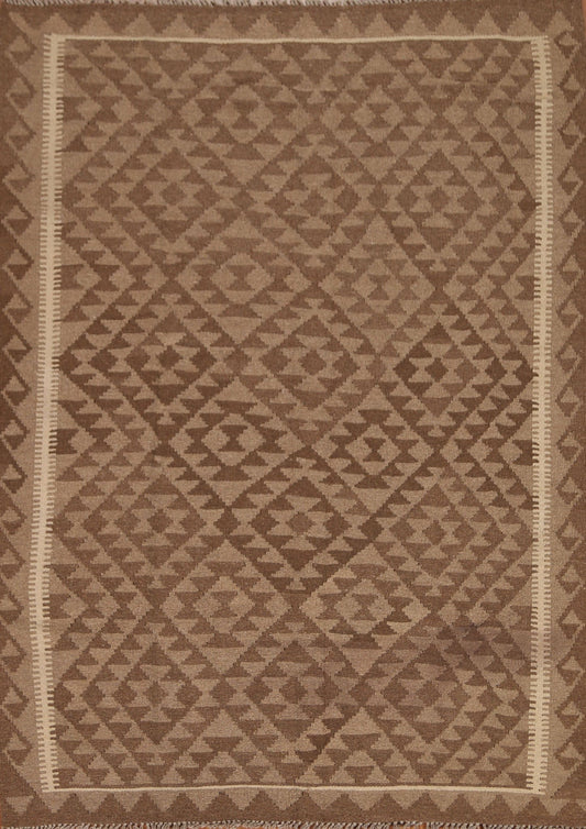 Brown Kilim Hand Woven Area Rug 5x7