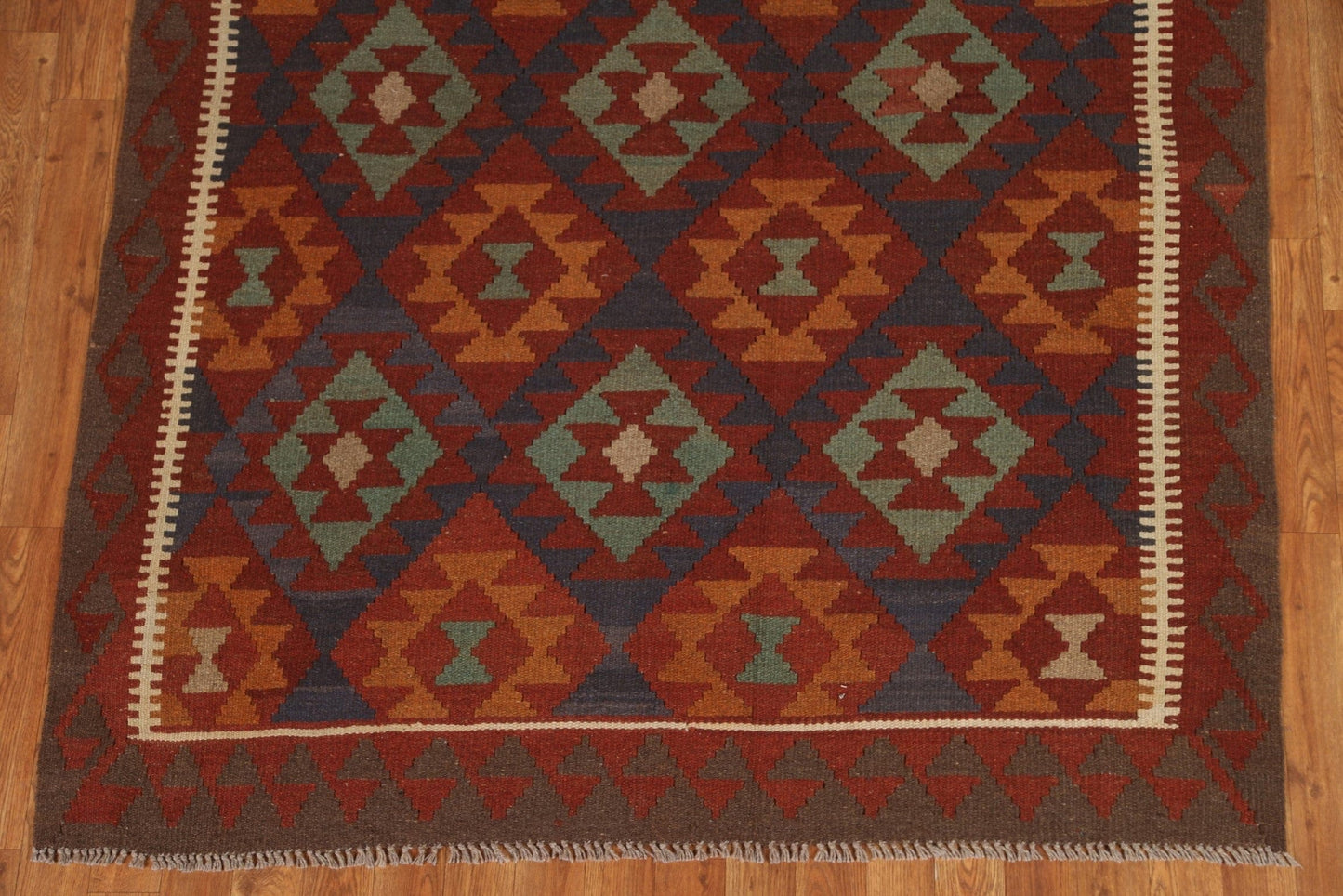 Geometric Kilim Hand Woven Area Rug 5x6