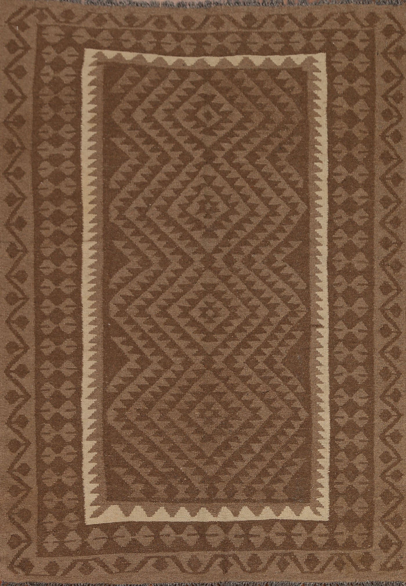 Brown Kilim Hand Woven Area Rug 5x6