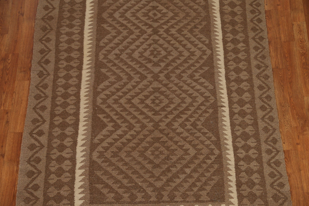 Brown Kilim Hand Woven Area Rug 5x6