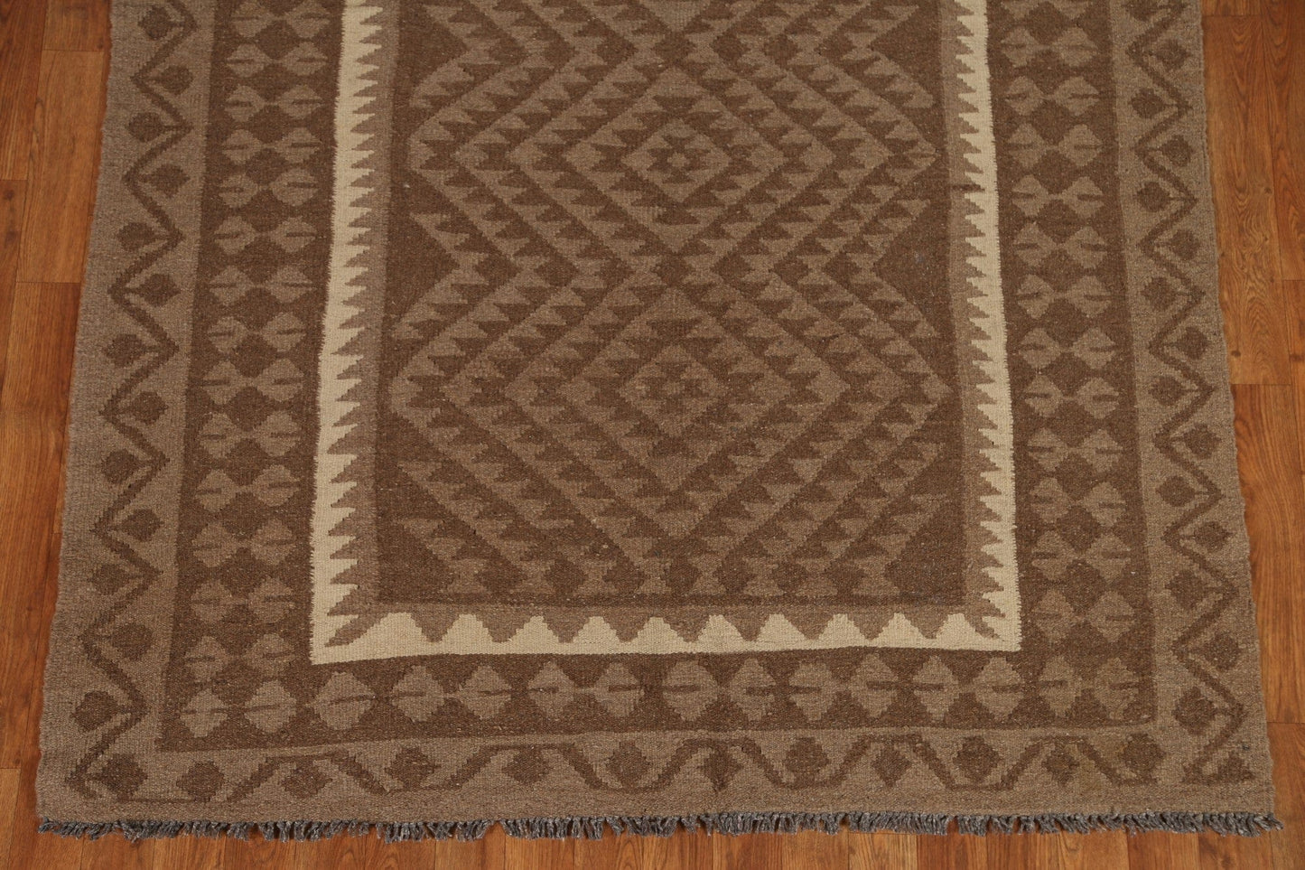 Brown Kilim Hand Woven Area Rug 5x6