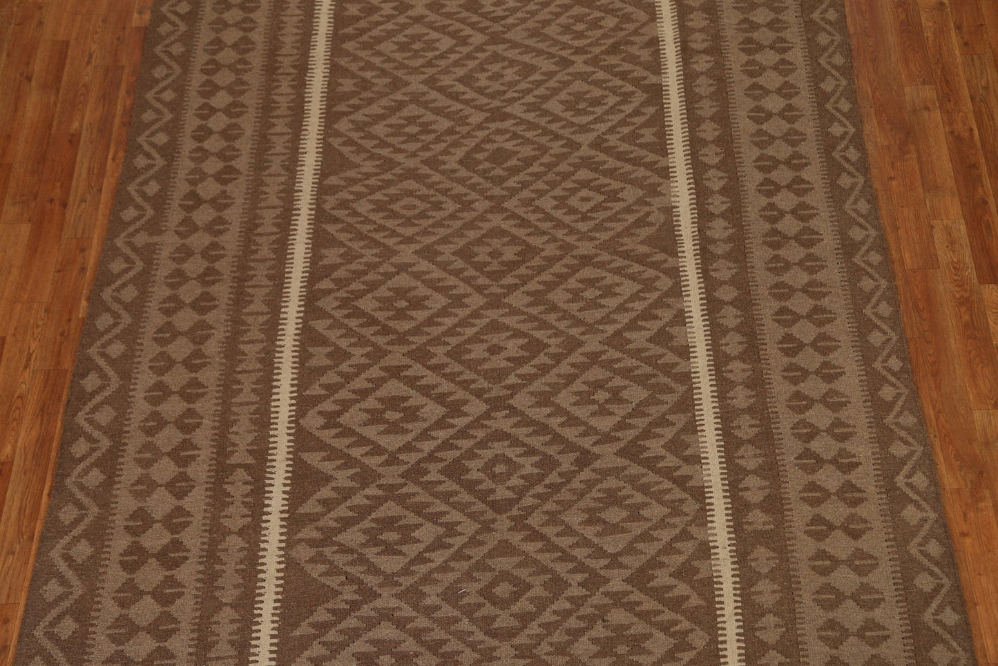 Brown Wool Kilim Hand Woven Area Rug 6x9