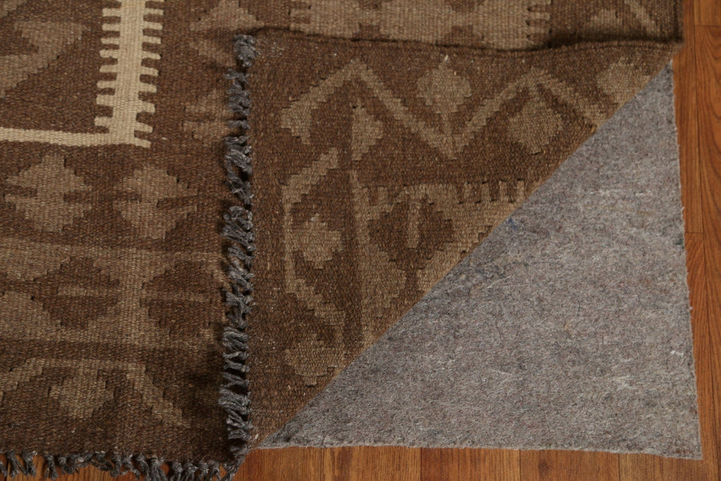 Brown Wool Kilim Hand Woven Area Rug 6x9