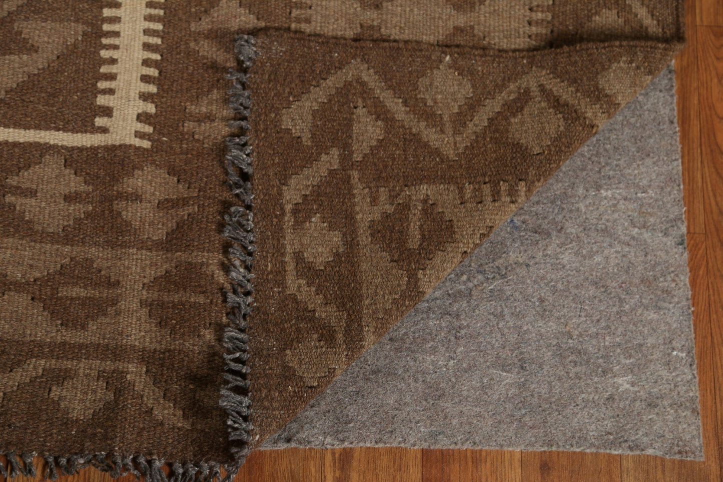 Brown Wool Kilim Hand Woven Area Rug 6x9