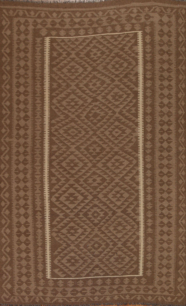 Brown Wool Kilim Hand Woven Area Rug 6x9