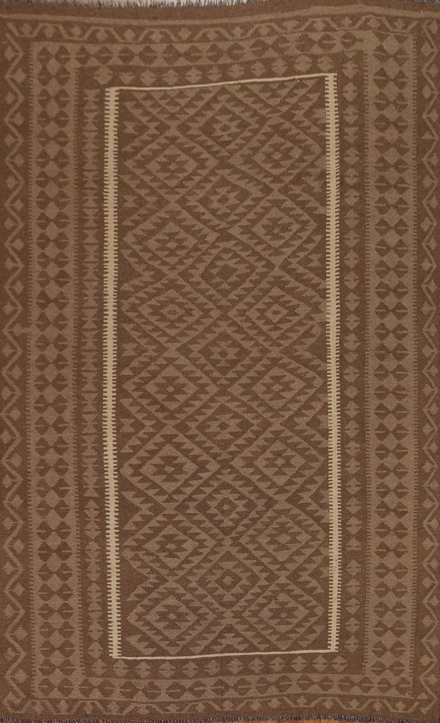 Brown Wool Kilim Hand Woven Area Rug 6x9