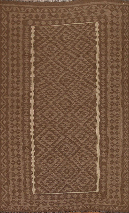 Brown Wool Kilim Hand Woven Area Rug 6x9