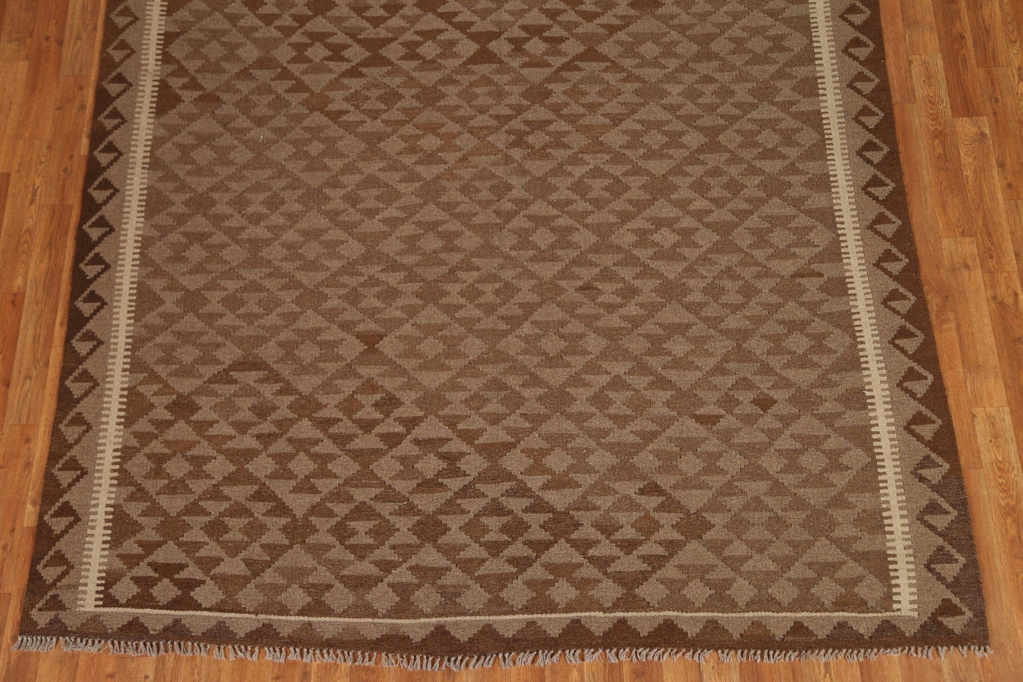 Brown Kilim Hand Woven Area Rug 7x10