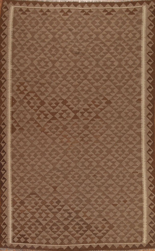 Brown Kilim Hand Woven Area Rug 7x10