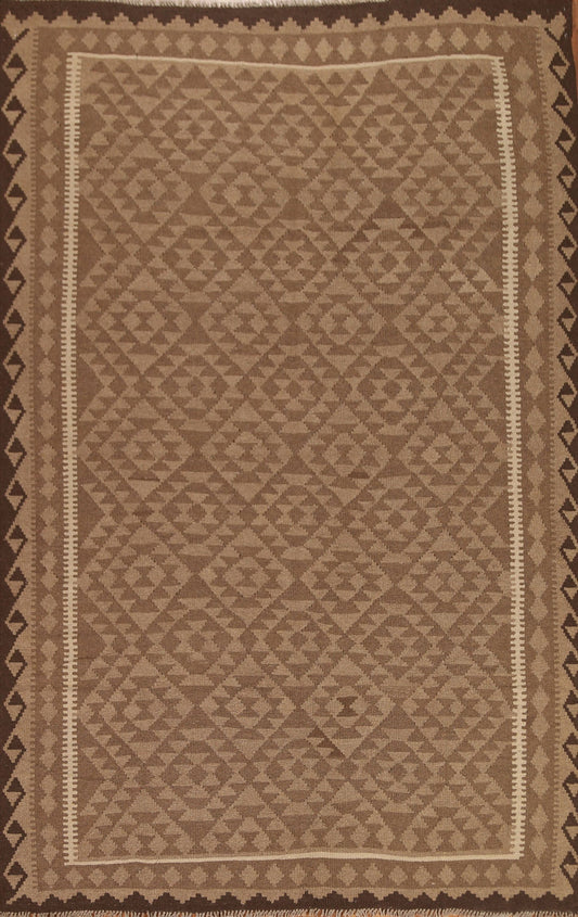 Brown Kilim Hand Woven Area Rug 7x10