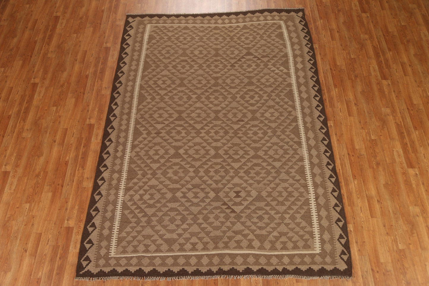 Brown Kilim Hand Woven Area Rug 7x10