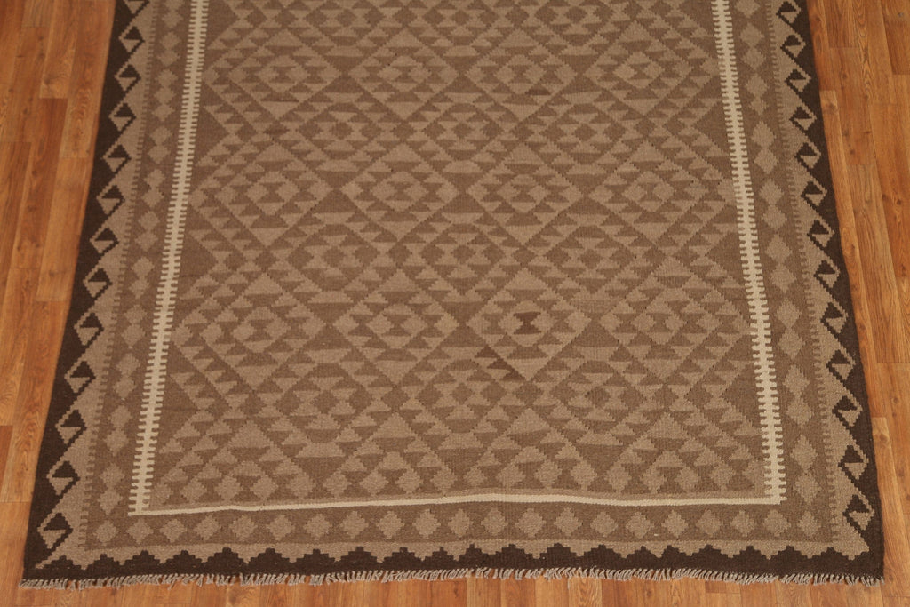 Brown Kilim Hand Woven Area Rug 7x10