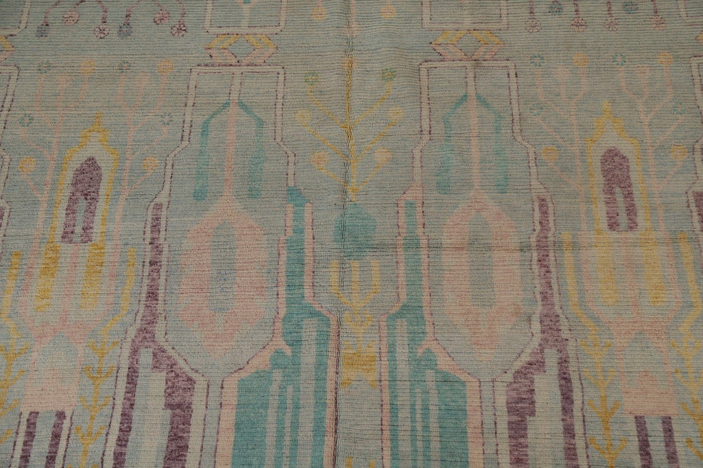 Turquoise Blue Oushak Vegetable Dye Large Rug 13x20