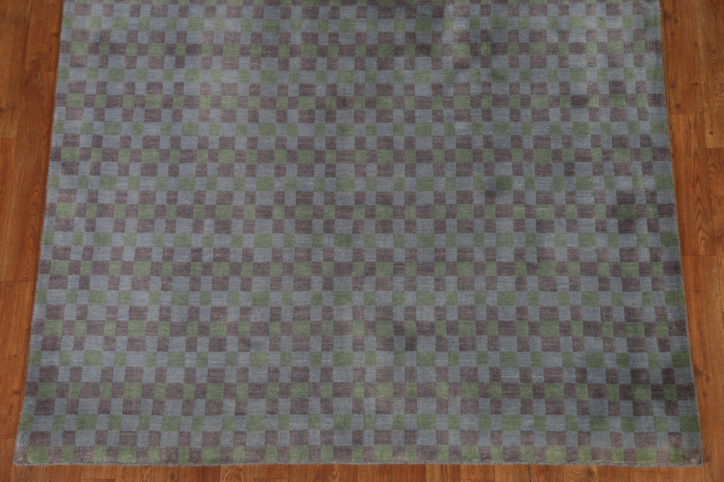 Checkered Gabbeh Gray/ Blue Area Rug 5x7