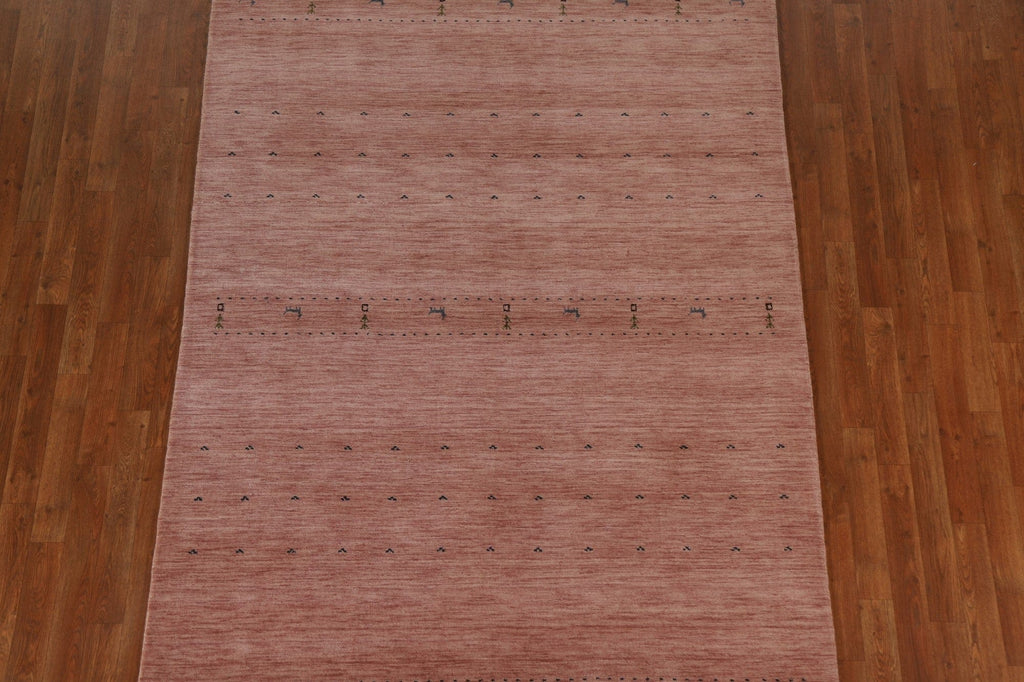 Hand-Knotted Wool Gabbeh Indian Area Rug 6x8