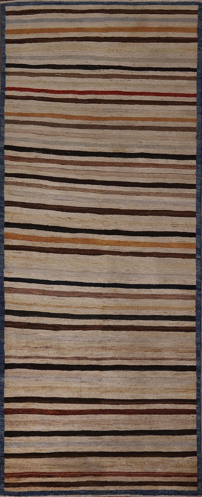 Striped Gabbeh Kashkoli Runner Rug 4x10