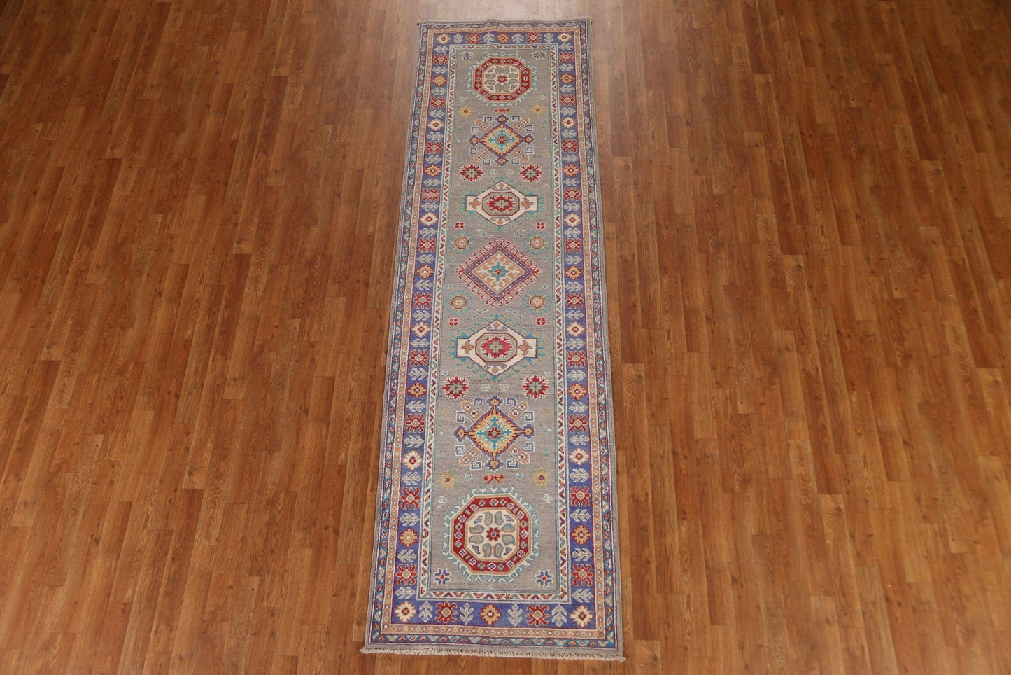 Geometric Kazak Pakistani Runner Rug 3x10