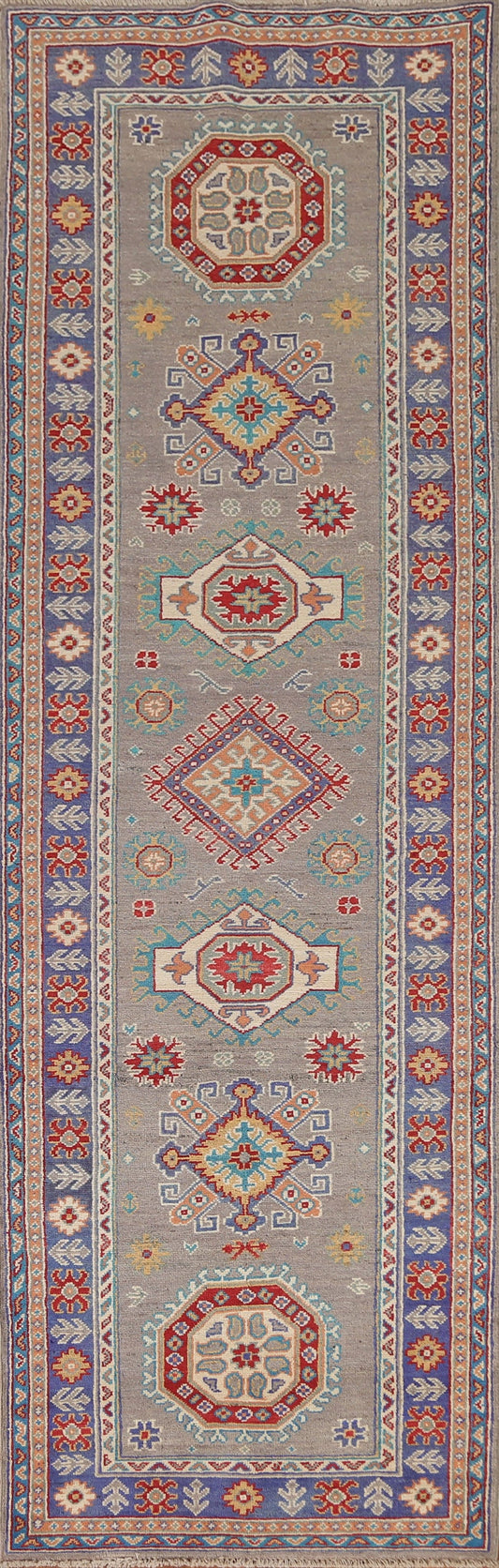 Geometric Kazak Pakistani Runner Rug 3x10