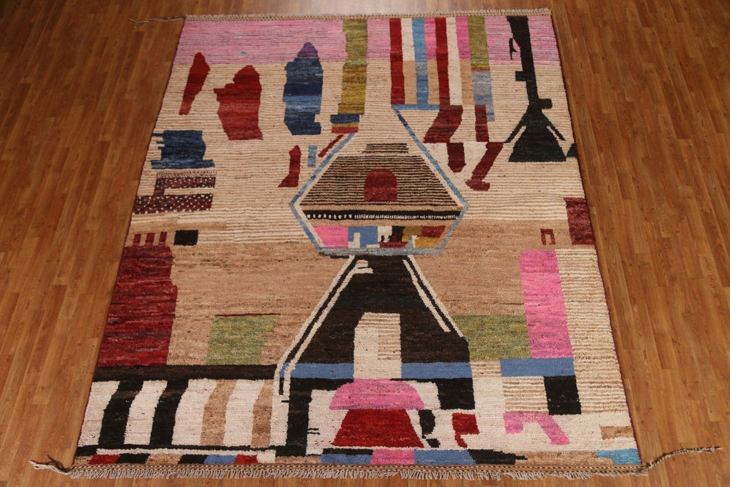 Abstract Moroccan Wool Area Rug 9x10