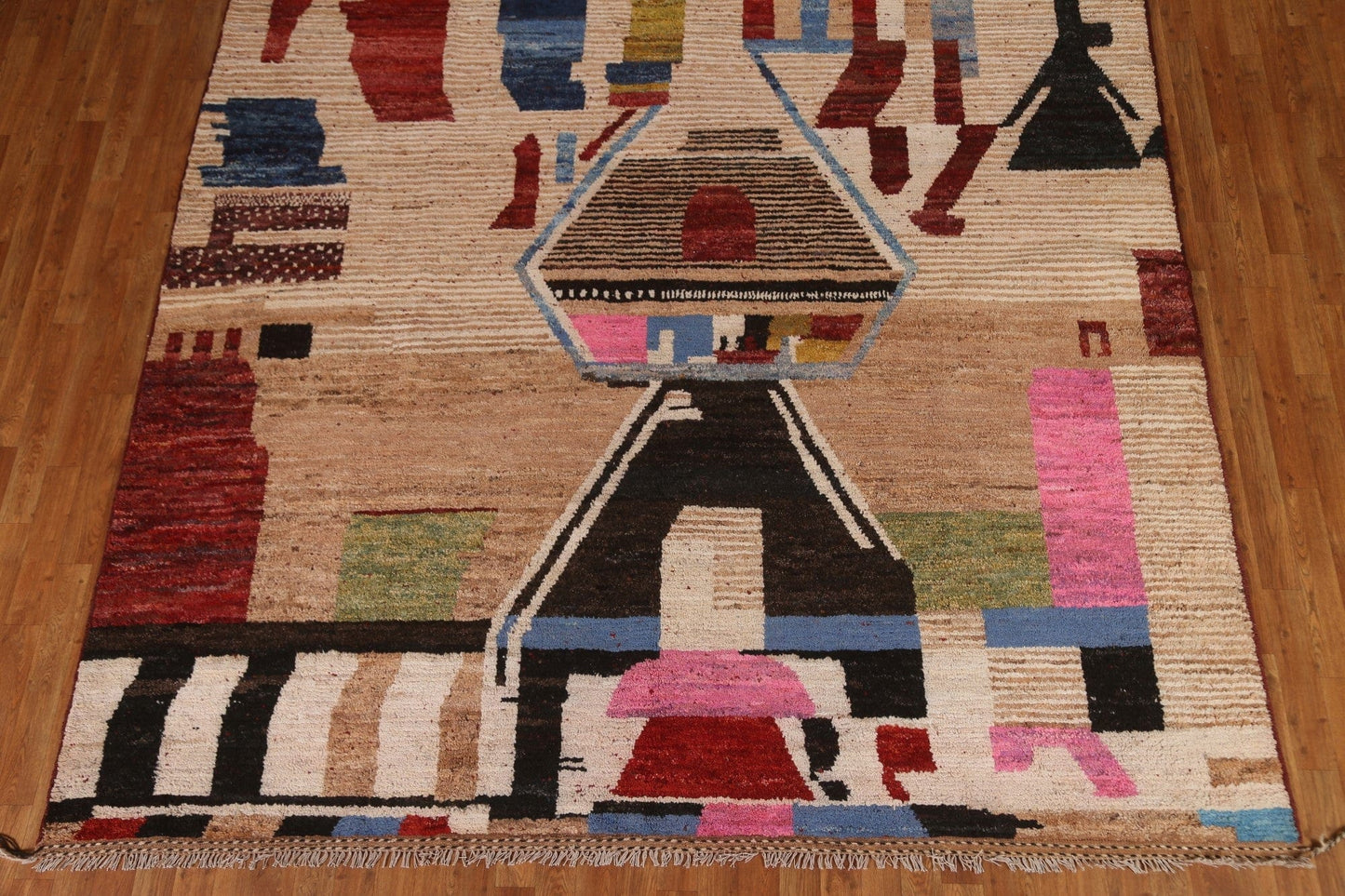 Abstract Moroccan Wool Area Rug 9x10