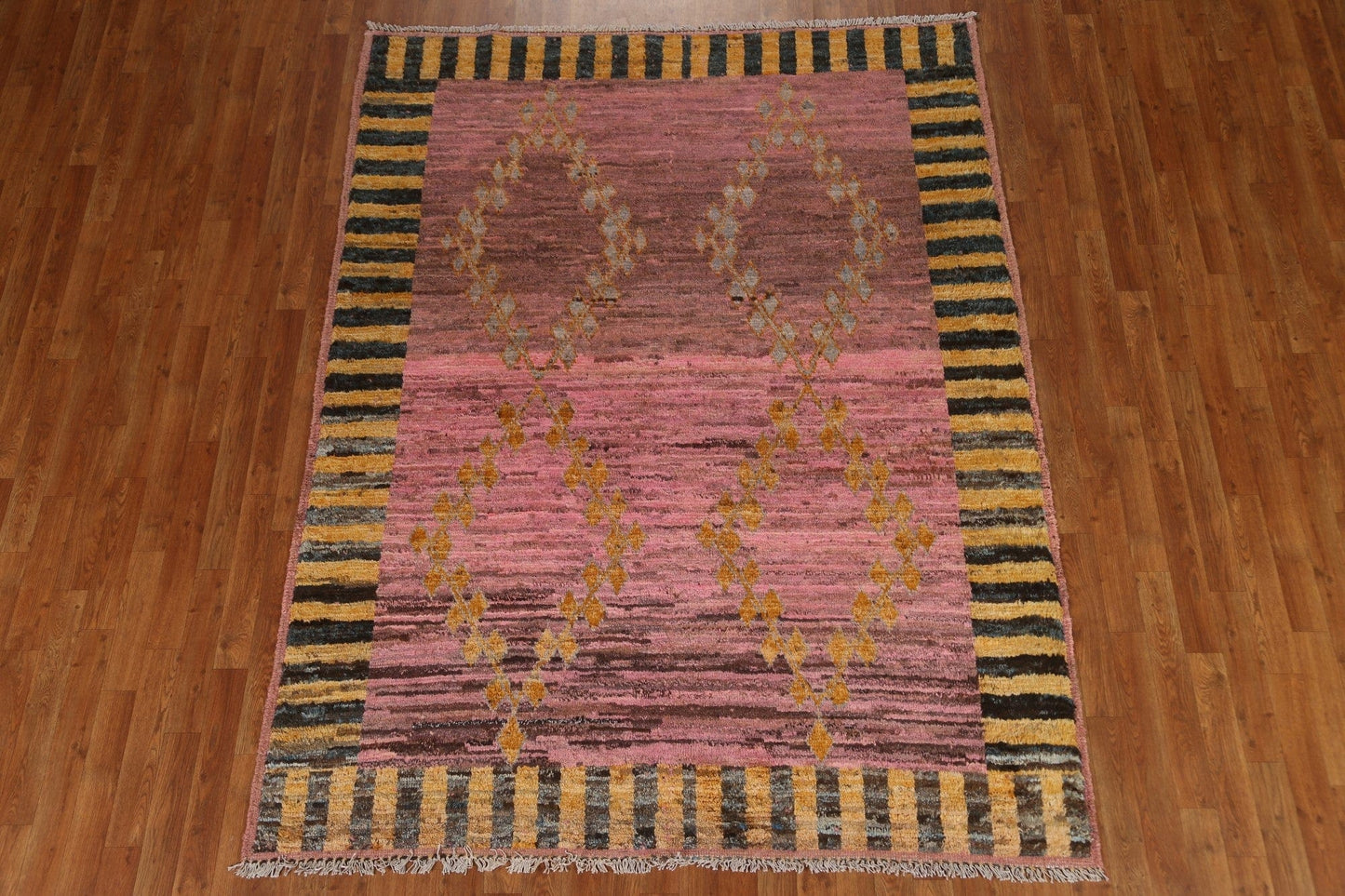 Pink Geometric Moroccan Oriental Area Rug 6x8