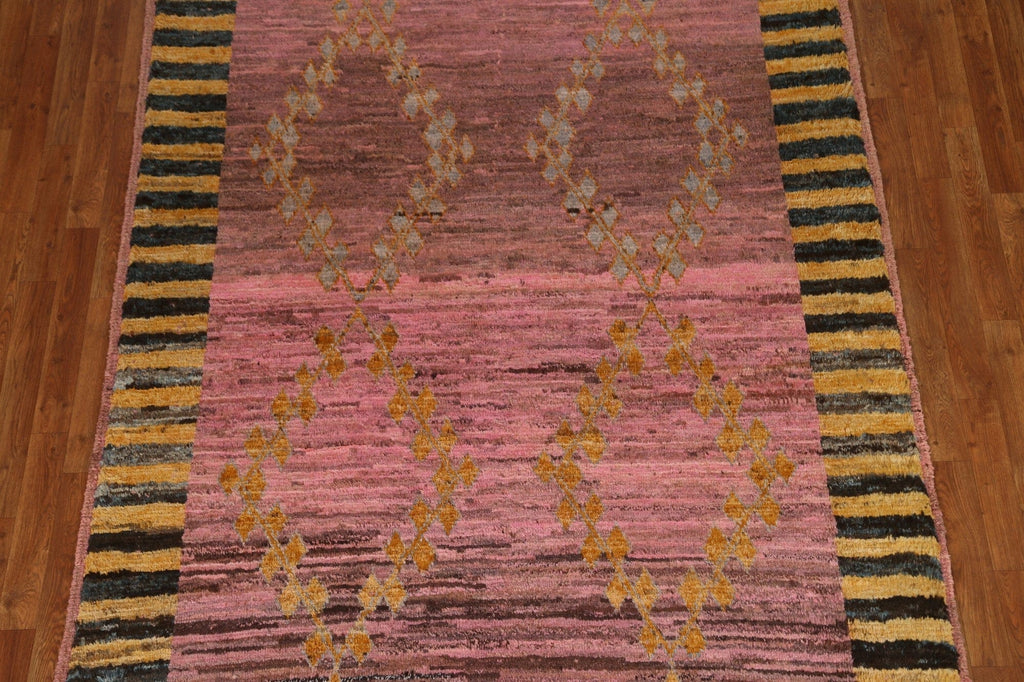 Pink Geometric Moroccan Oriental Area Rug 6x8