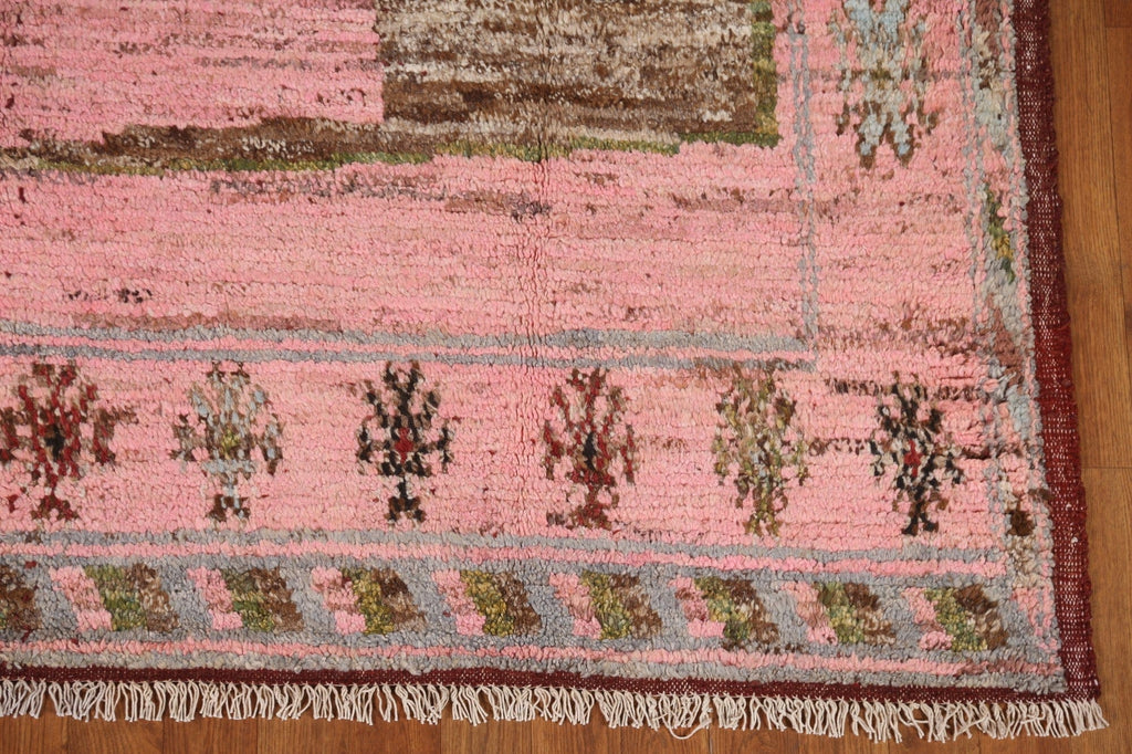 Pink Wool Moroccan Oriental Area Rug 6x9