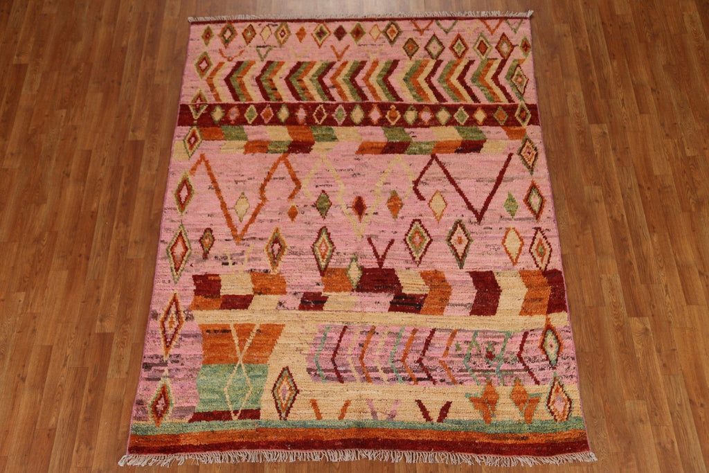 Pink Moroccan Tribal Area Rug 6x7