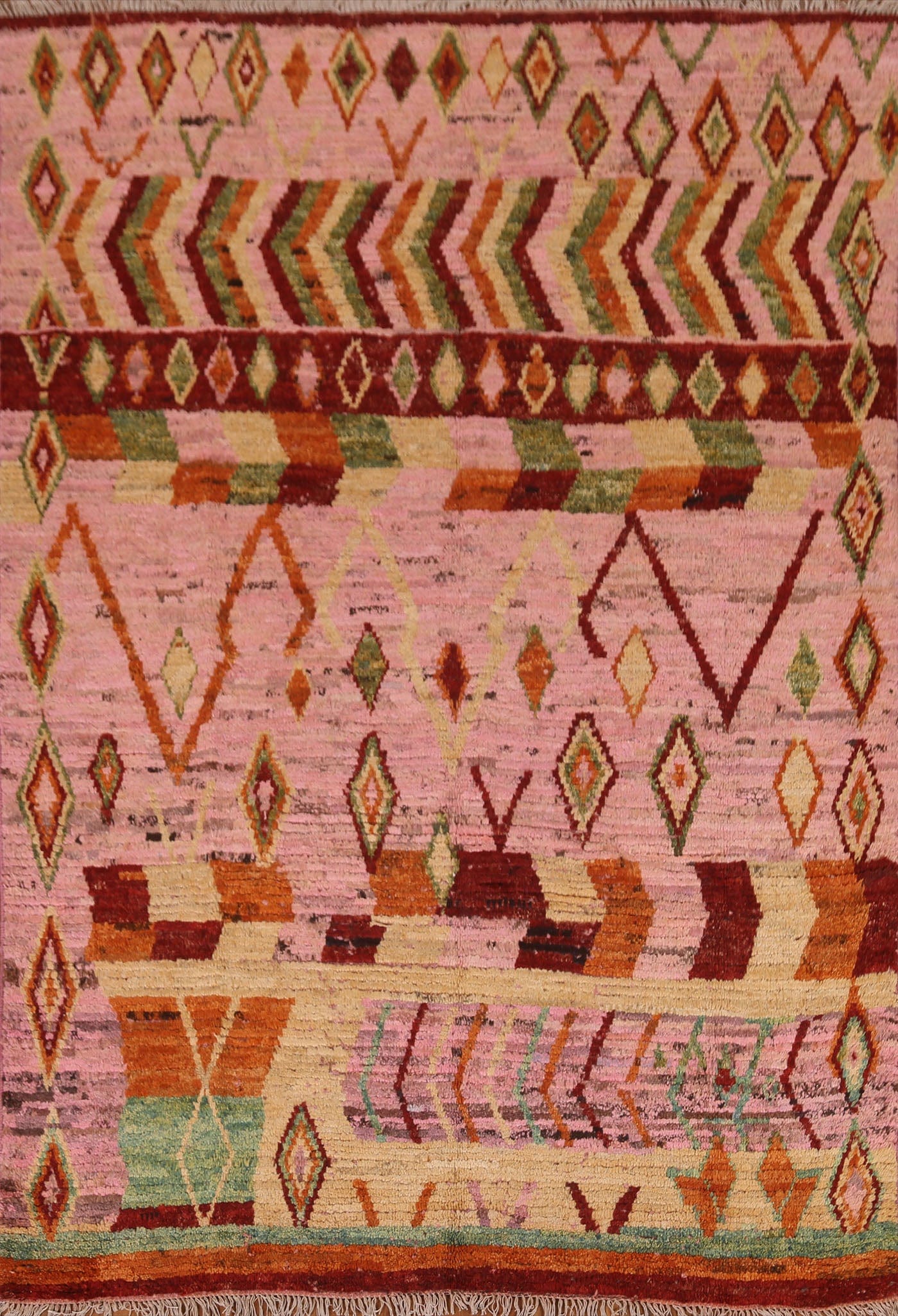 Pink Moroccan Tribal Area Rug 6x7