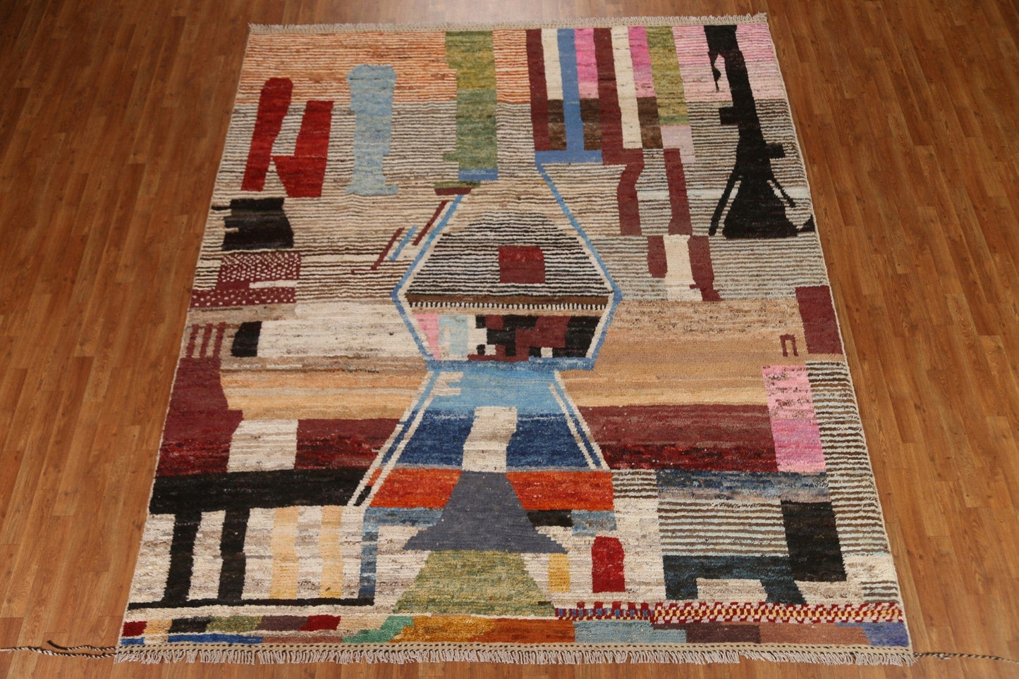 Abstract Moroccan Wool Area Rug 9x10