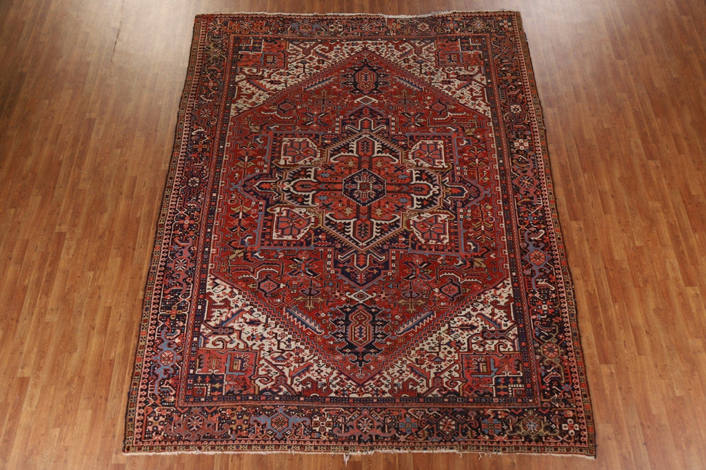 Pre-1900 Antique Vegetable Dye Heriz-Serapi Persian Rug 9x12