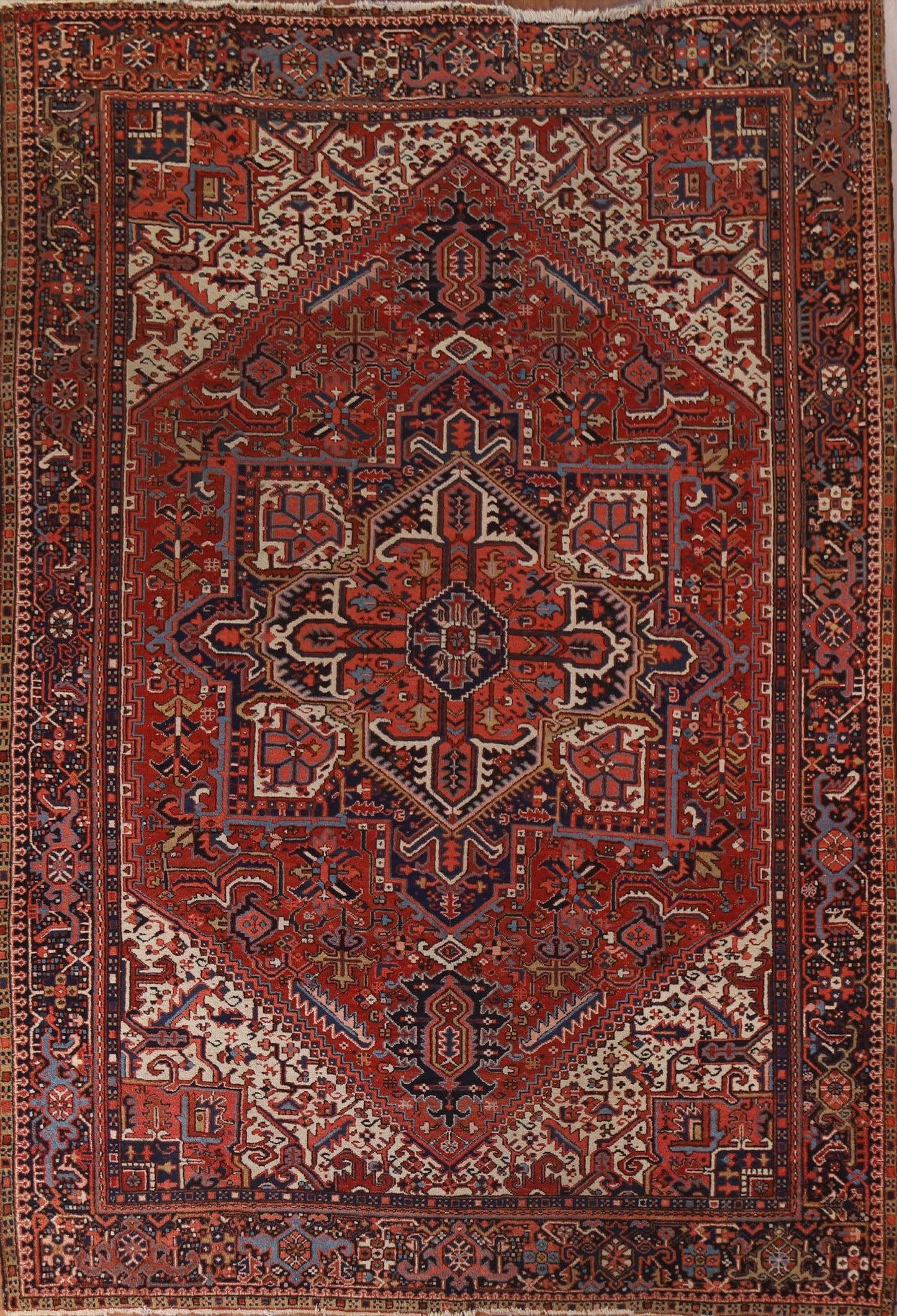 Pre-1900 Antique Vegetable Dye Heriz-Serapi Persian Rug 9x12