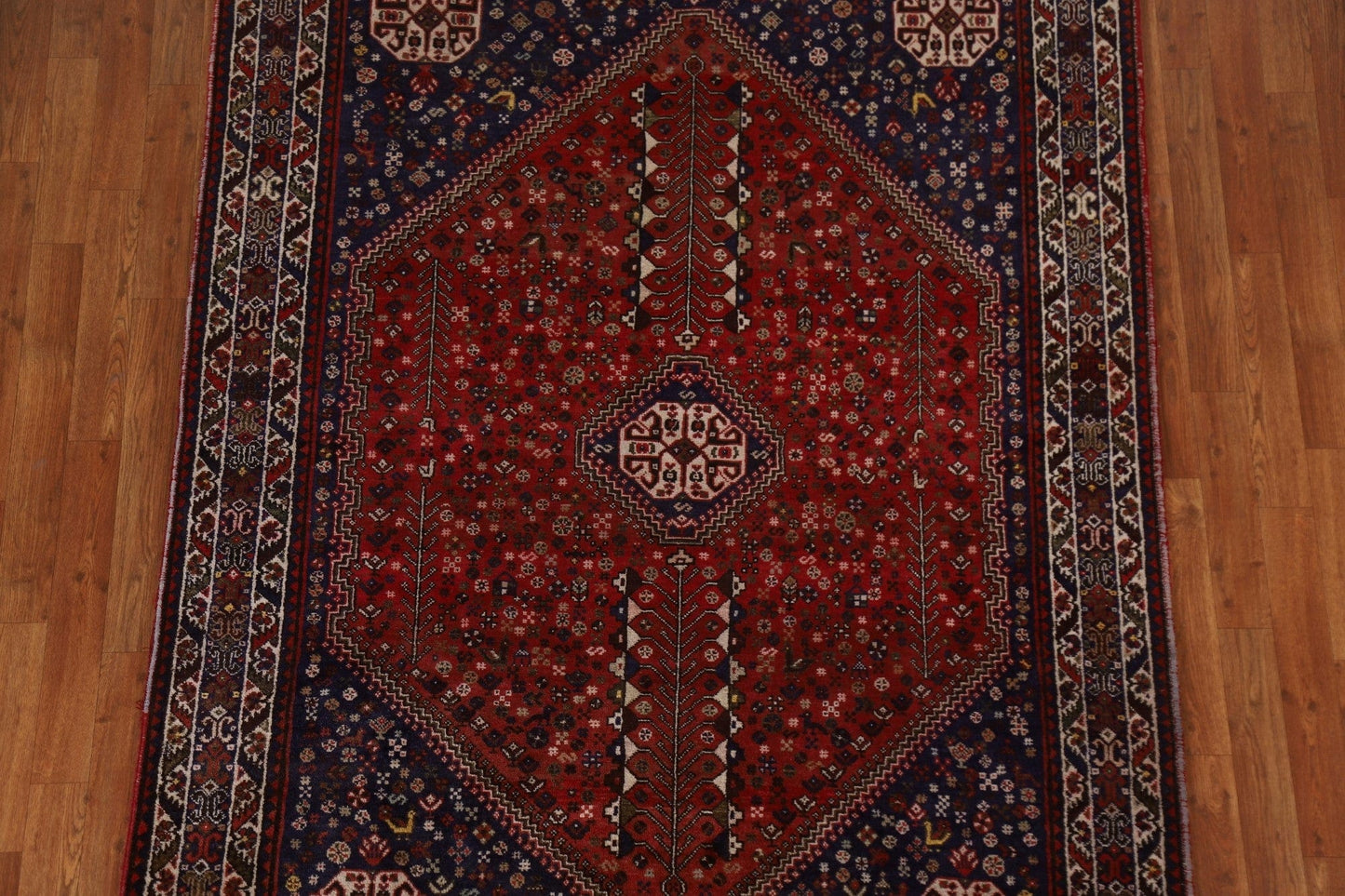 Geometric Red Abadeh Persian Area Rug 5x7