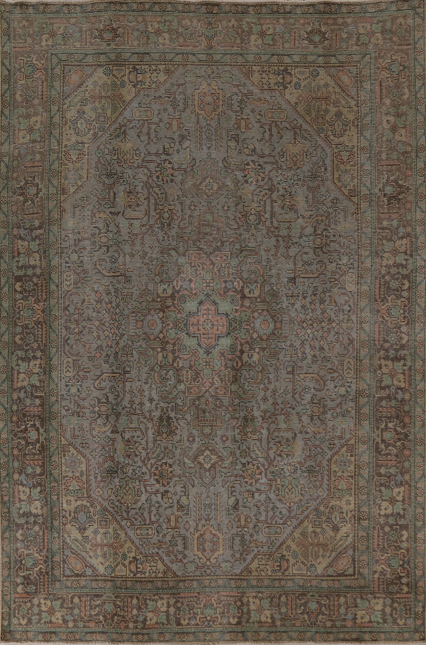 Over-Dyed Distressed Tabriz Persian Area Rug 8x11