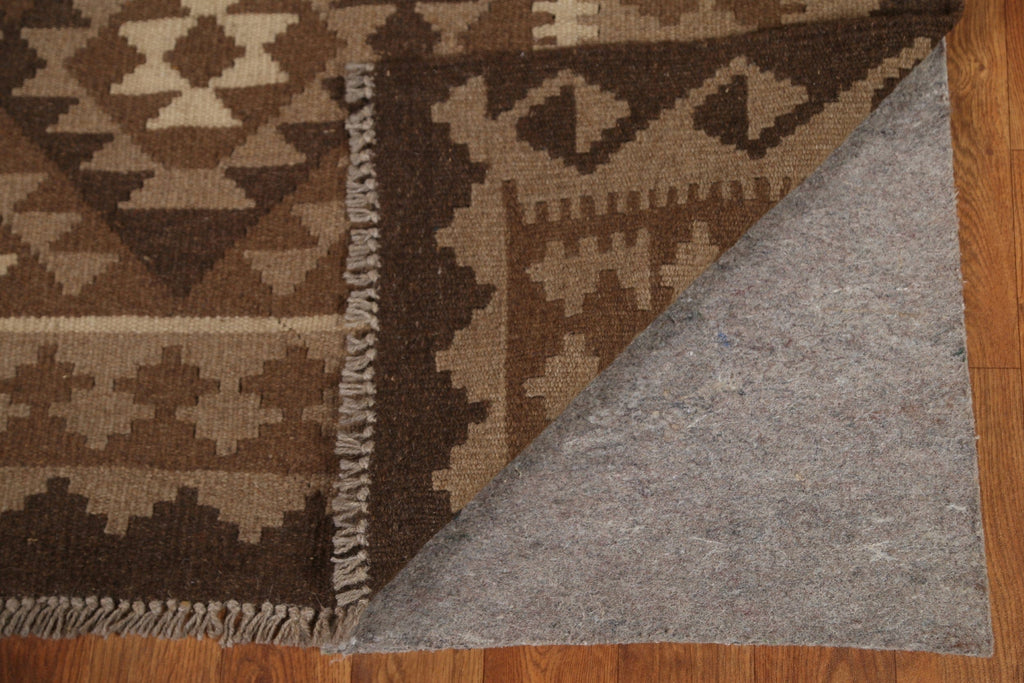 Brown Kilim Wool Area Rug 7x10