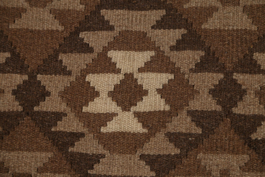 Brown Kilim Wool Area Rug 7x10