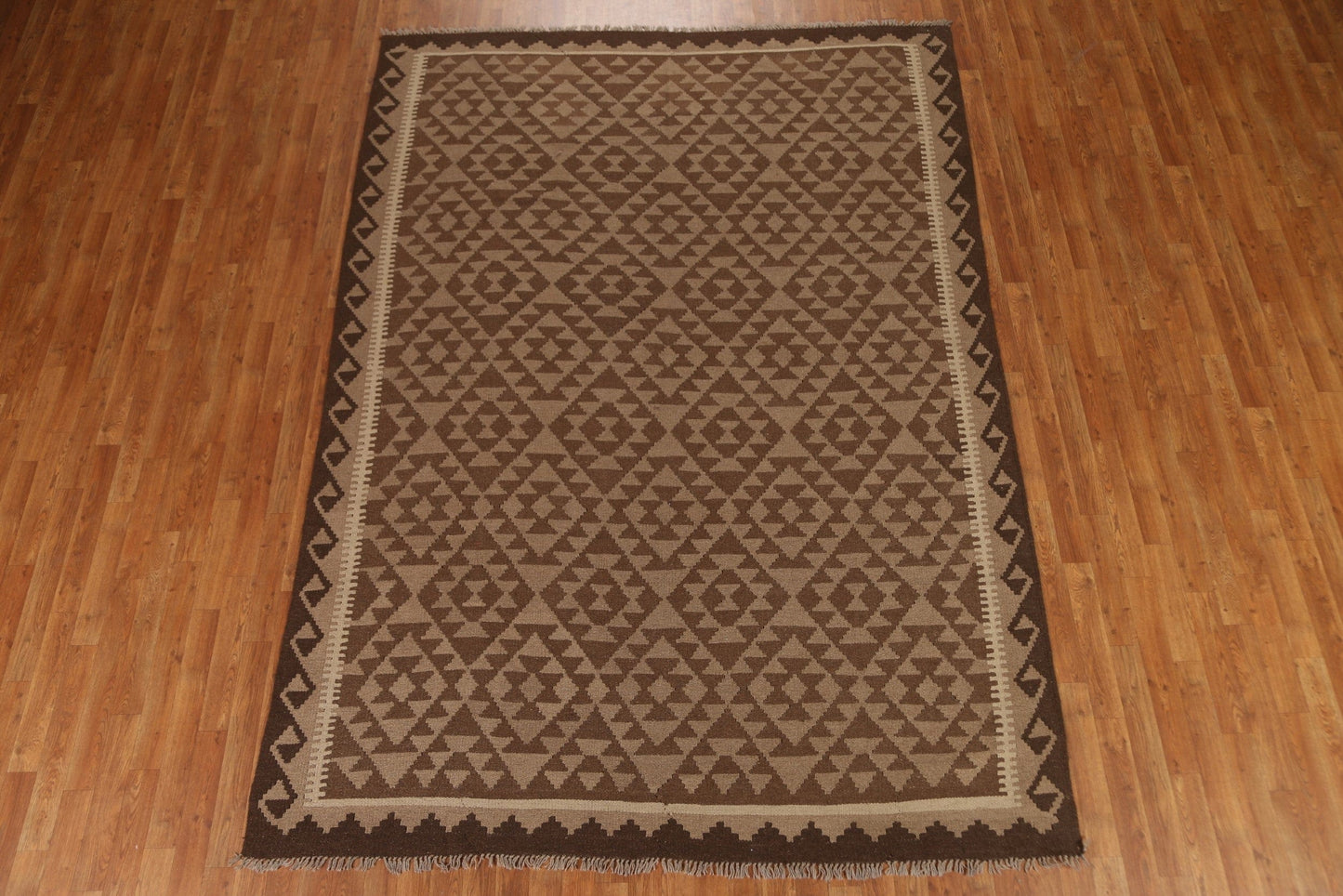 Geometric Kilim Wool Area Rug 7x10