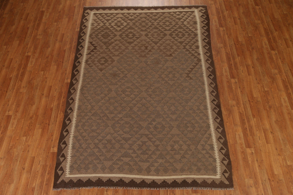 Brown Kilim Tribal Area Rug 7x10