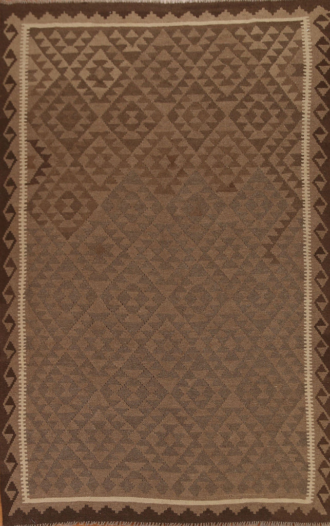 Brown Kilim Tribal Area Rug 7x10