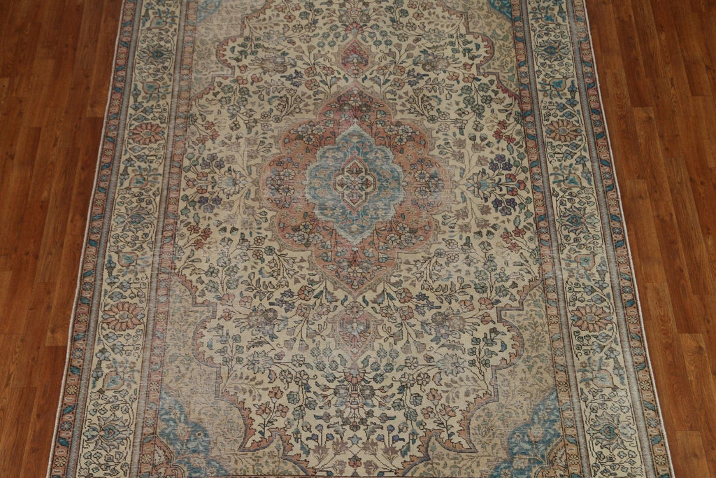 Distressed Wool Tabriz Persian Area Rug 7x10