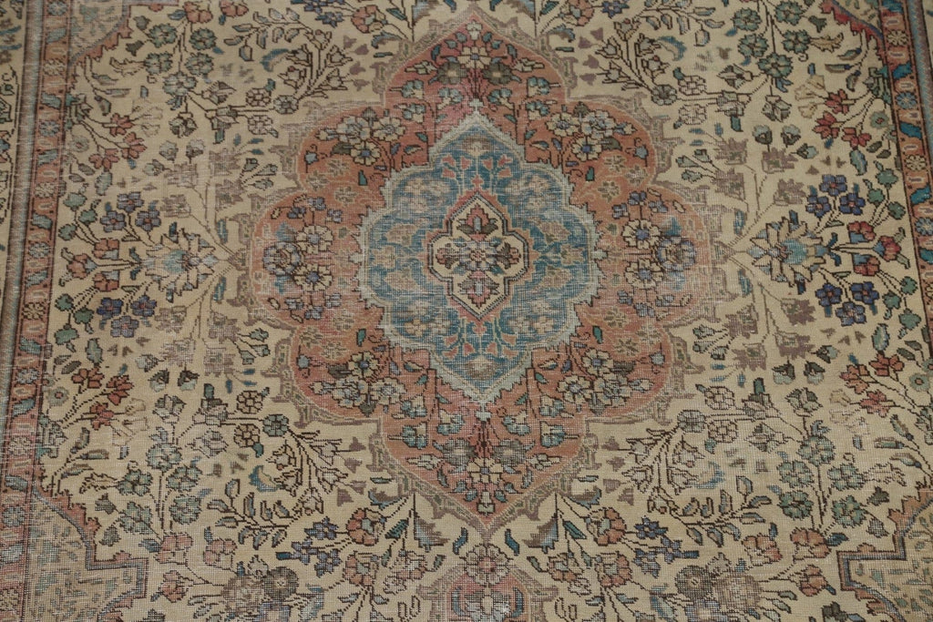 Distressed Wool Tabriz Persian Area Rug 7x10