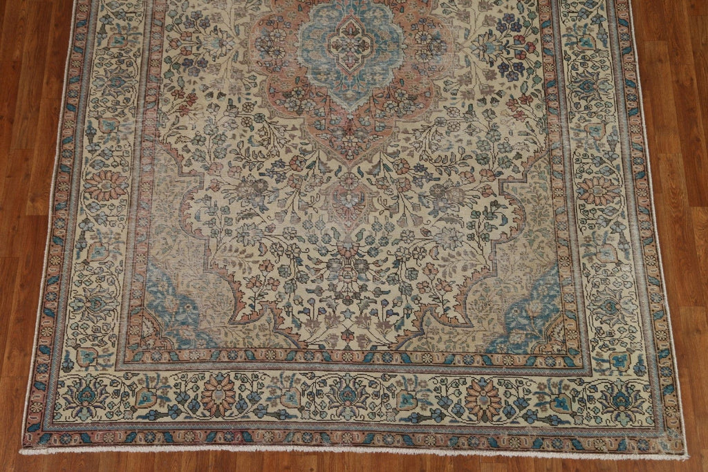 Distressed Wool Tabriz Persian Area Rug 7x10