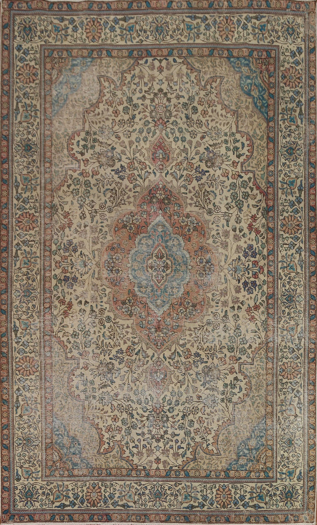 Distressed Wool Tabriz Persian Area Rug 7x10